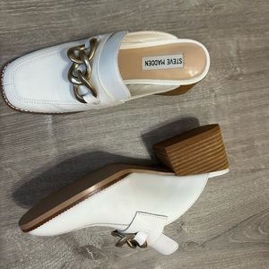 Steve Madden Women’s Lori Mule, White Leather 8.5